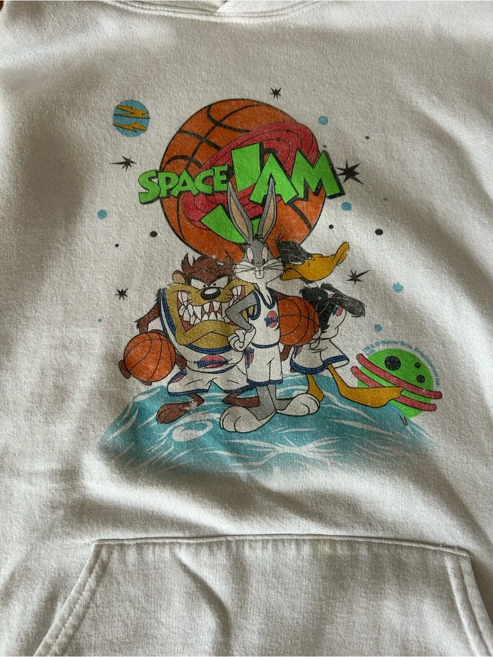 Y2k Vintage Jerzees Space Jam White Graphic Hoodie 🏀🐰